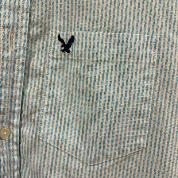 American Eagle Outfitters Light Blue Striped Casual Button Down Shirt - Picture 2 of 3